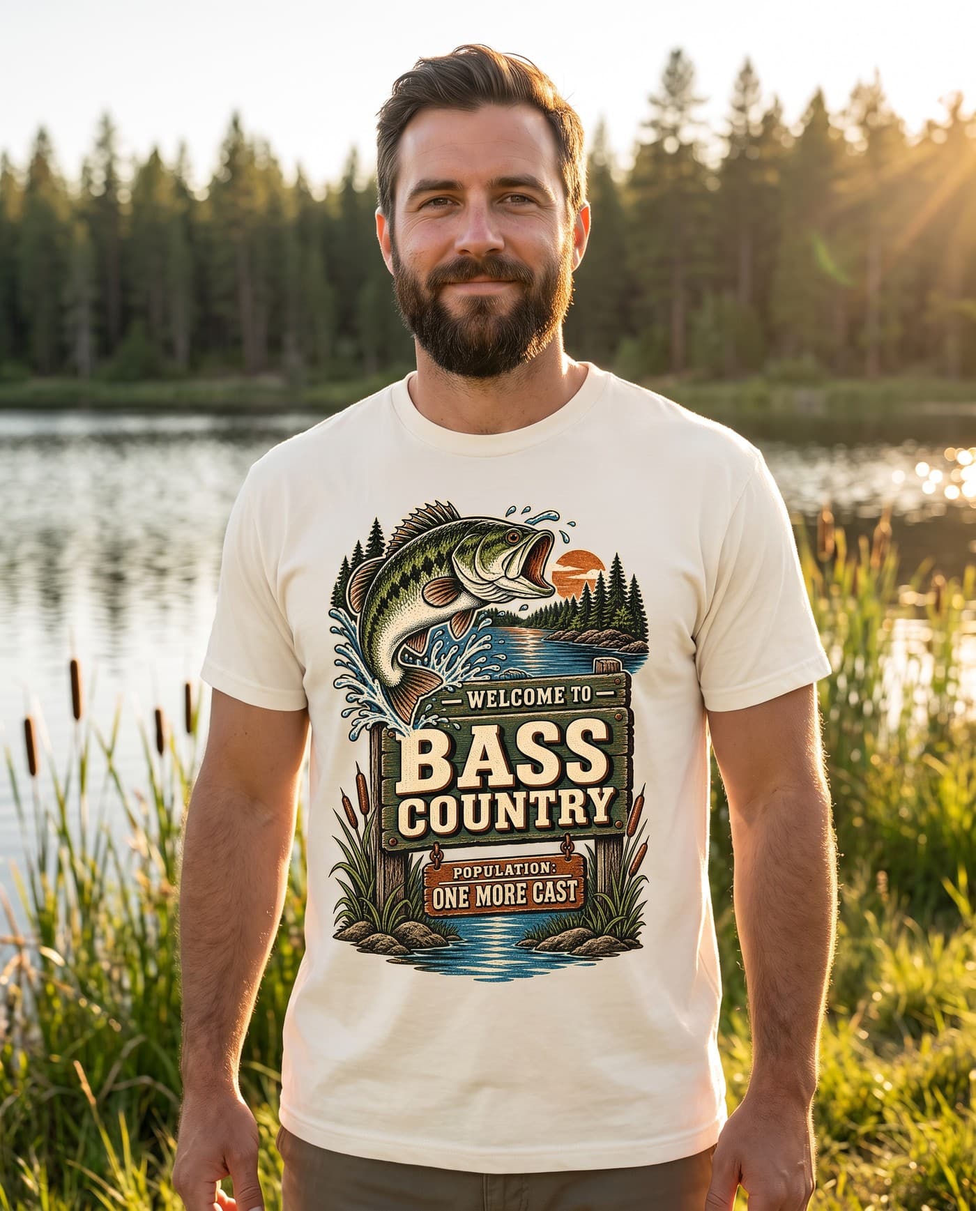 Bass Fishing Shirt, Lake Angler Tee for Fishermen, Welcome To Bass Country