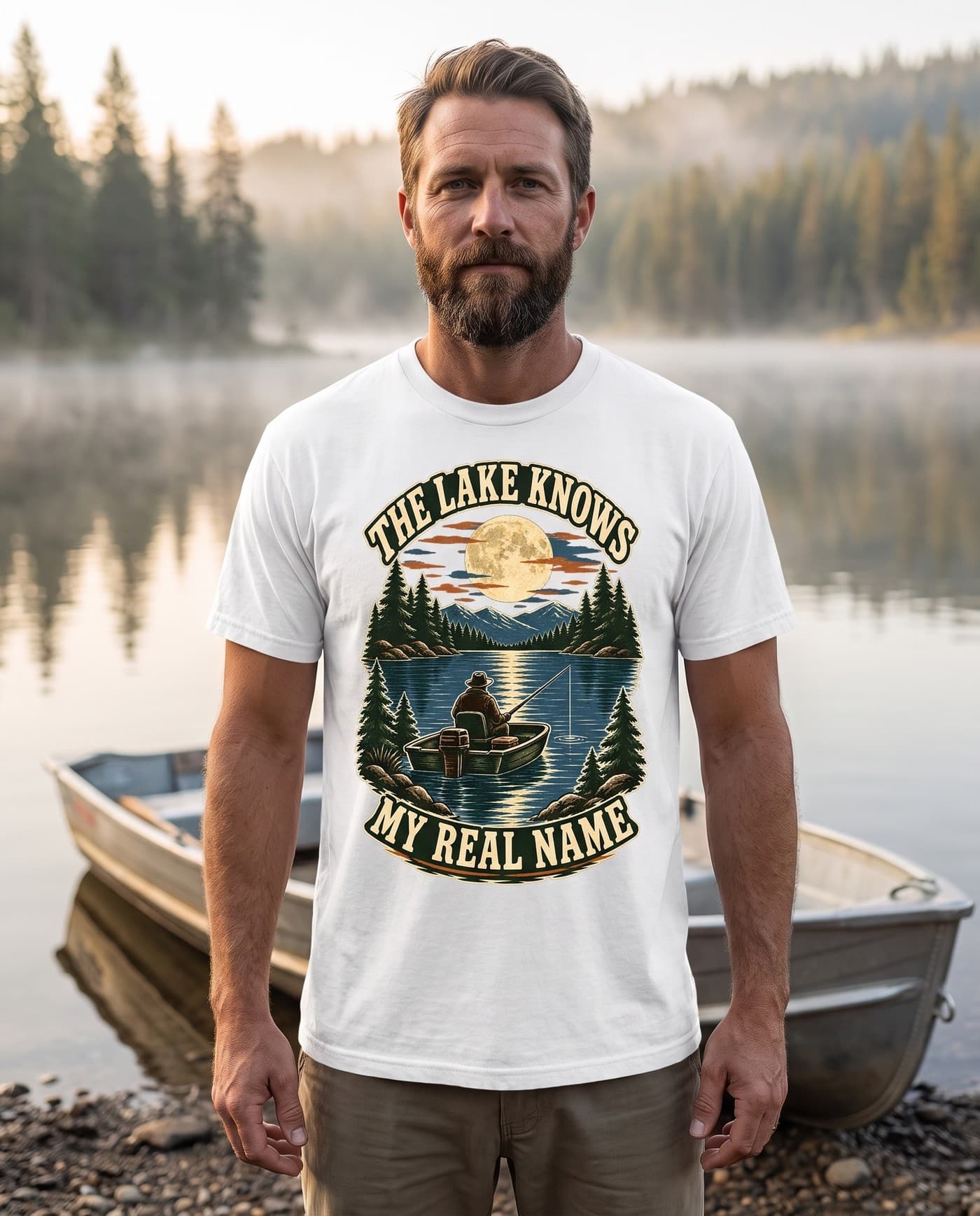 Lake Fishing Shirt, Vintage Angler Tee for Fishermen, The Lake Knows My Real Name