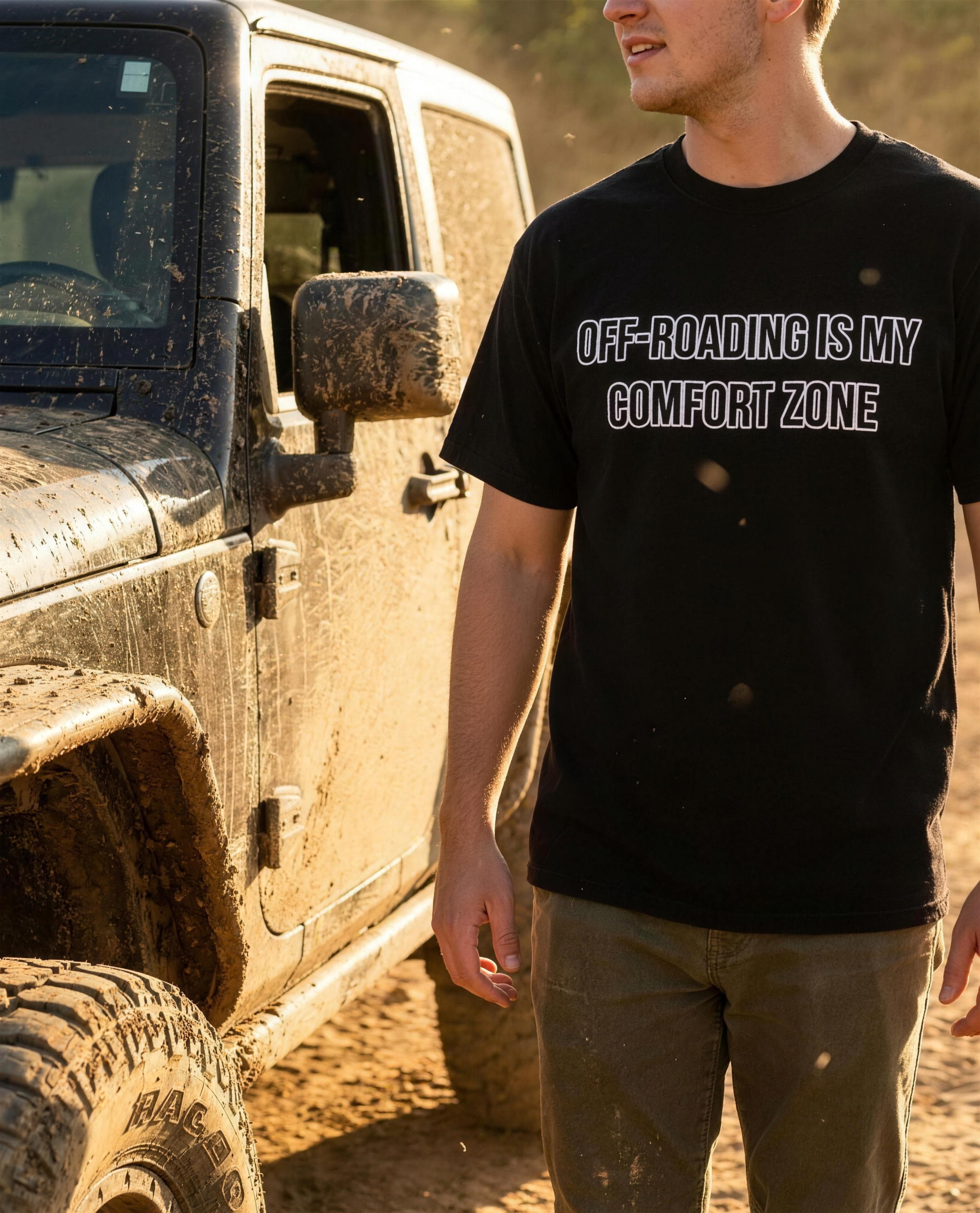 Off-Roading Is My Comfort Zone tee worn on the trail